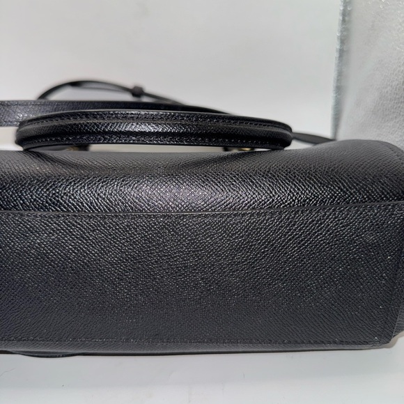 Black Coach Crossgrain Leather Satchel Tote Bag Gold Hardware Like New - Picture 4 of 11